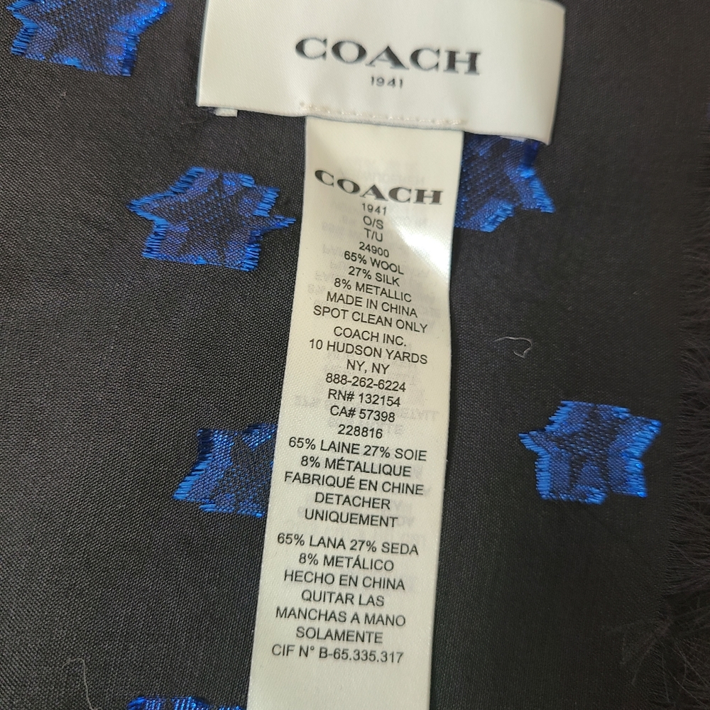 Womens black star print COACH scarf - Picture 3 of 3